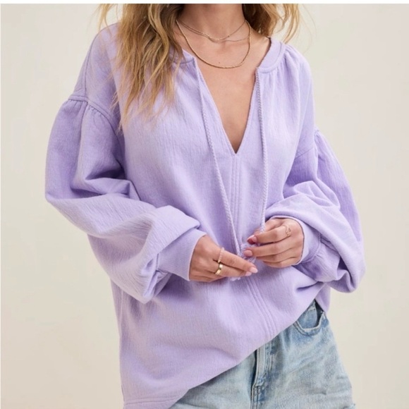 aerie Tops - Aerie Easy Street V-Neck Sweatshirt In Lavender